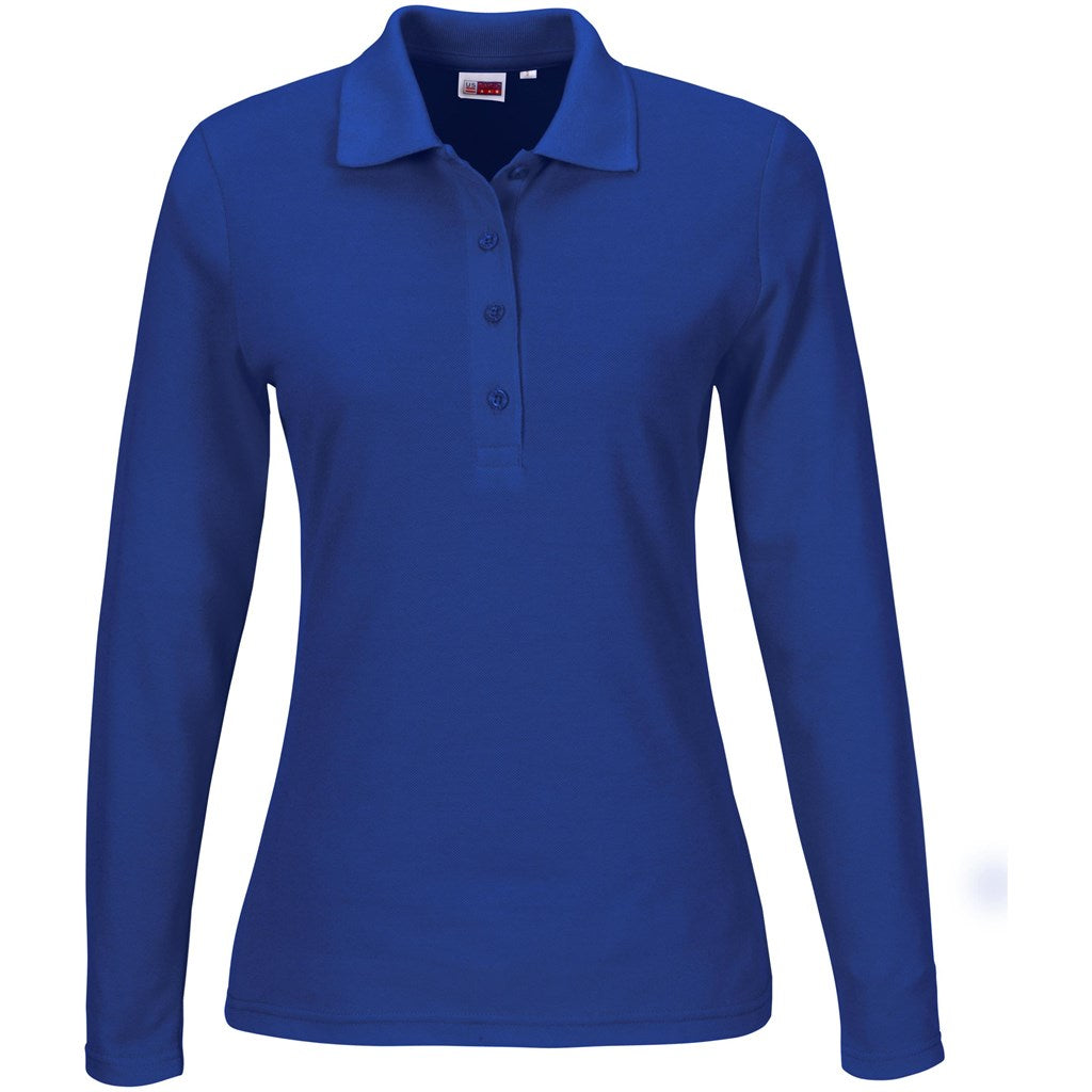 Ladies Long Sleeve Elemental Golf Shirt in Blue — Print Fast Express