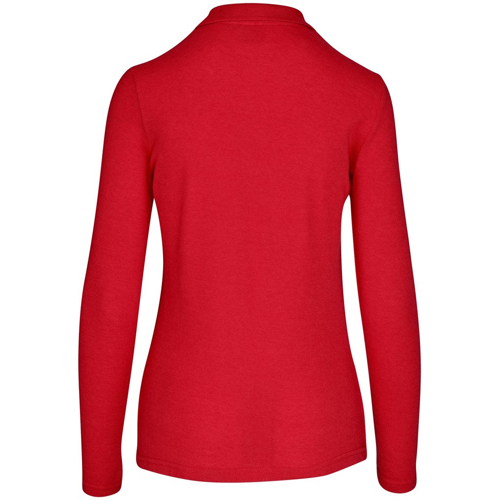 Ladies Long Sleeve Elemental Golf Shirt in Red - Print Fast Express