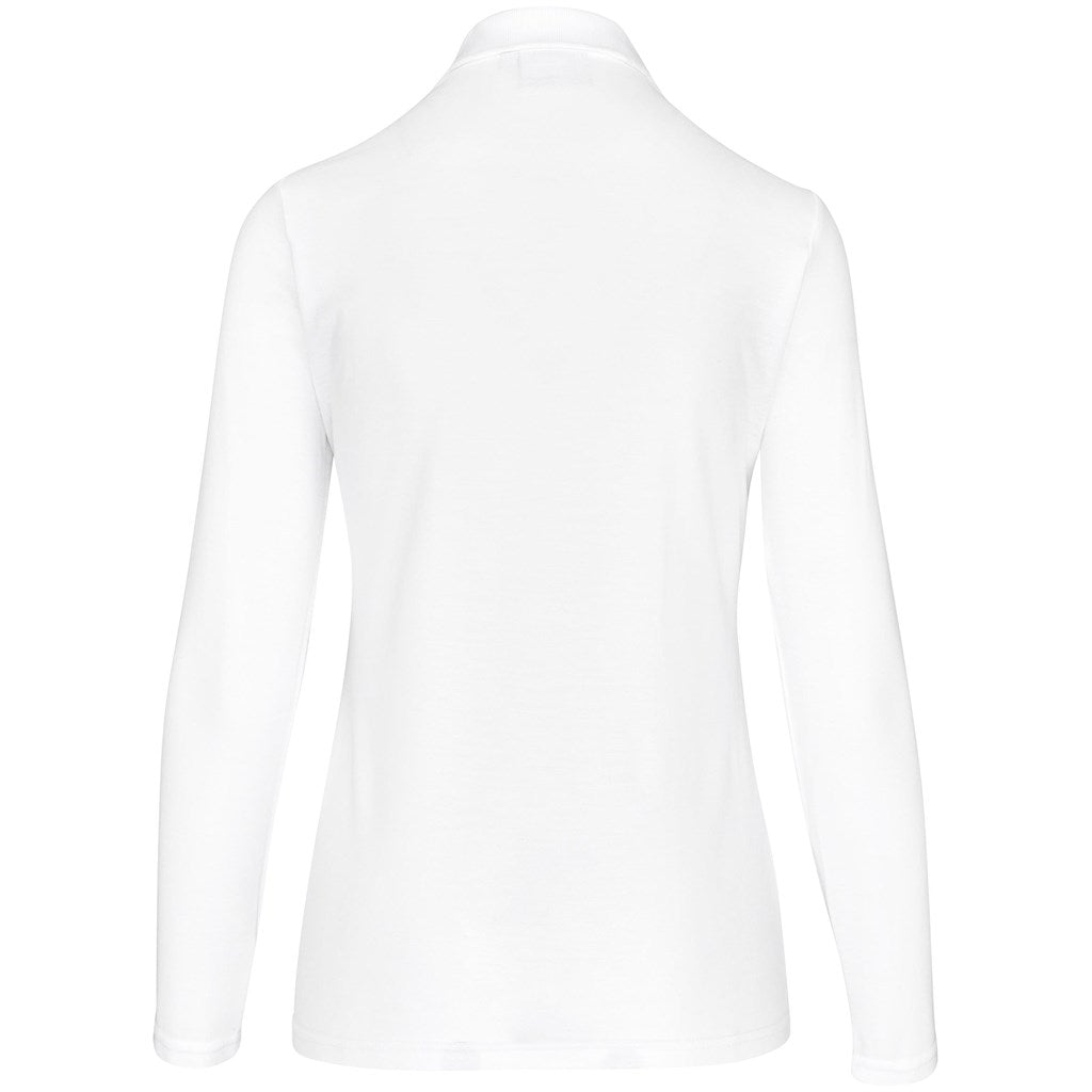 Ladies Long Sleeve Elemental Golf Shirt in White - Print Fast Express