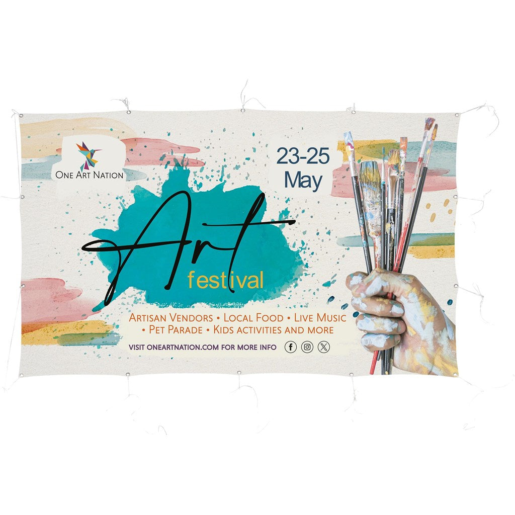 Sublimated Display Fabric Banner 2m x 1.2m custom branded with your logo by Print Fast Express