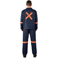 Vintage 100% Cotton Denim Conti Suit - Reflective Arms, Legs & Back - Orange Tape - Print Fast Express