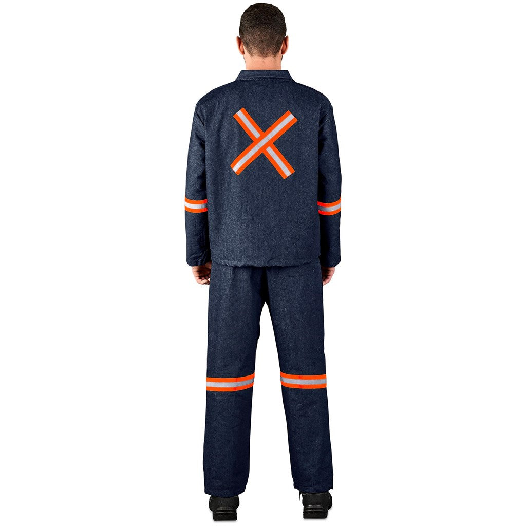 Vintage 100% Cotton Denim Conti Suit - Reflective Arms, Legs & Back - Orange Tape - Print Fast Express