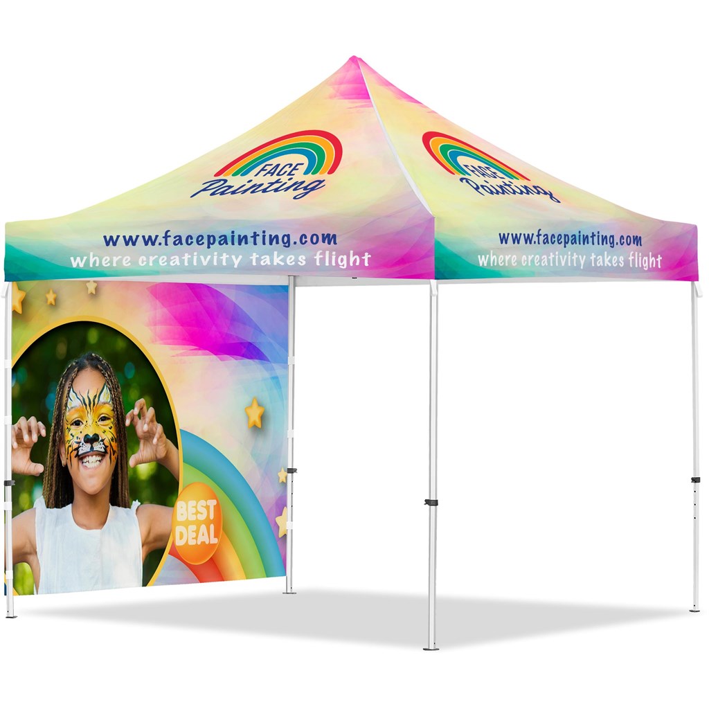 Coated Steel Sublimated Gazebo 3m x 3m - 1 Full-Wall Skin custom branded with your logo by Print Fast Express