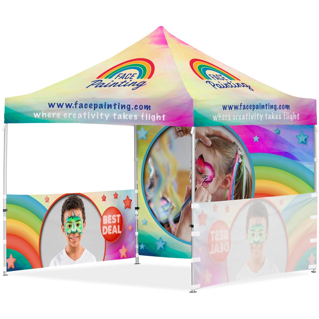 Coated Steel Sublimated Gazebo 3 x 3m - 2 Half-Wall Skins - 1 Full-Wall Skin - Print Fast Express