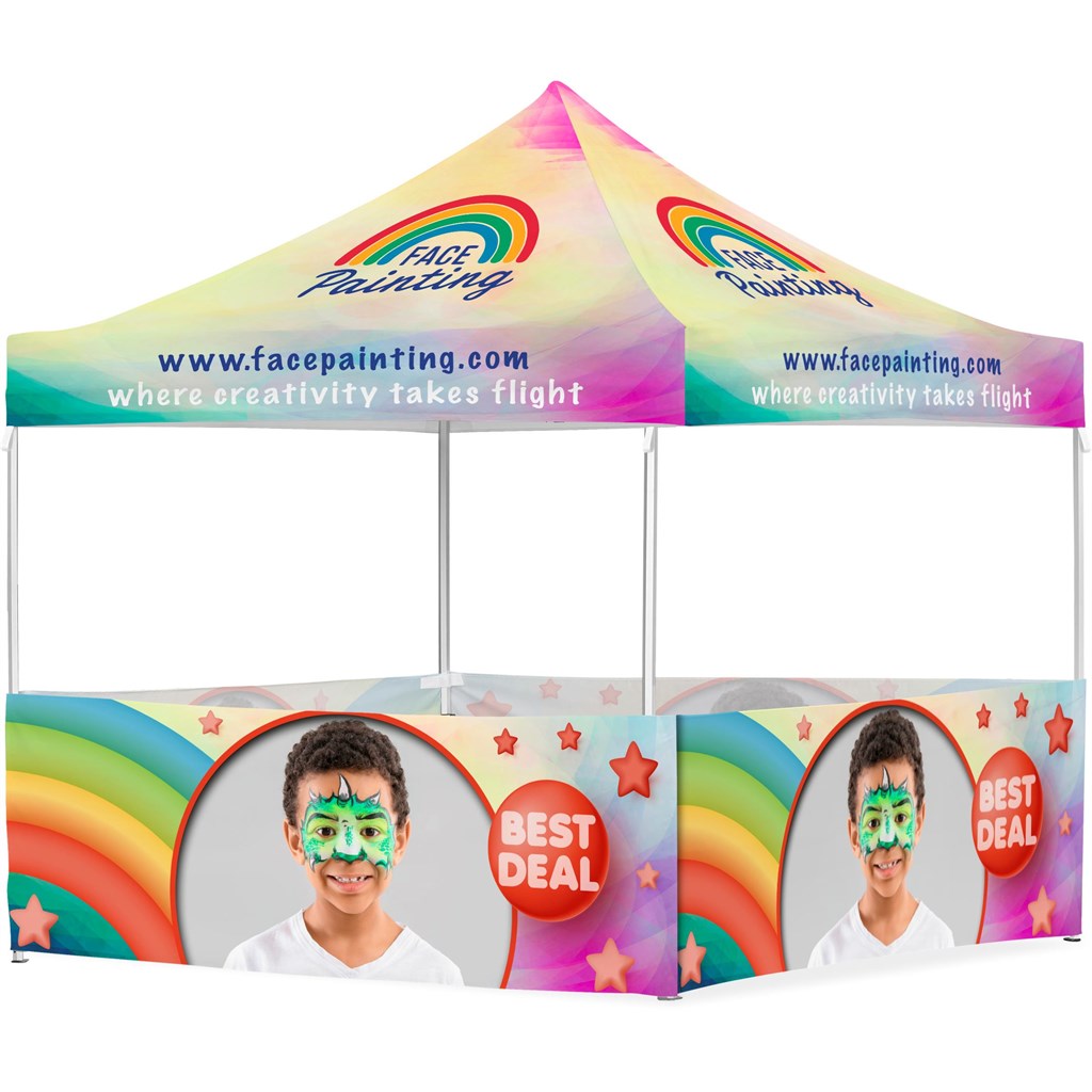 Coated Steel Sublimated Gazebo 3m x 3m - 4 Half-Wall Skins custom branded with your logo by Print Fast Express