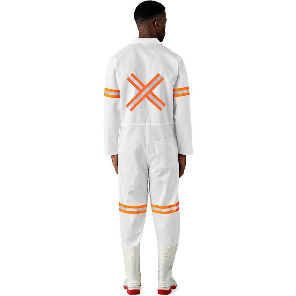 Safety Polycotton Boiler Suit - Reflective Arms Legs & Back - Orange Tape custom branded with your logo by Print Fast Express