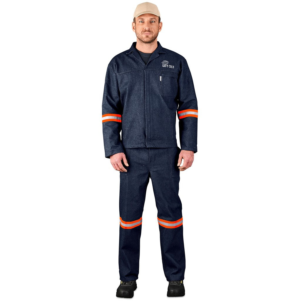 Vintage 100% Cotton Denim Conti Suit - Reflective Arms & Legs - Orange Tape - Print Fast Express