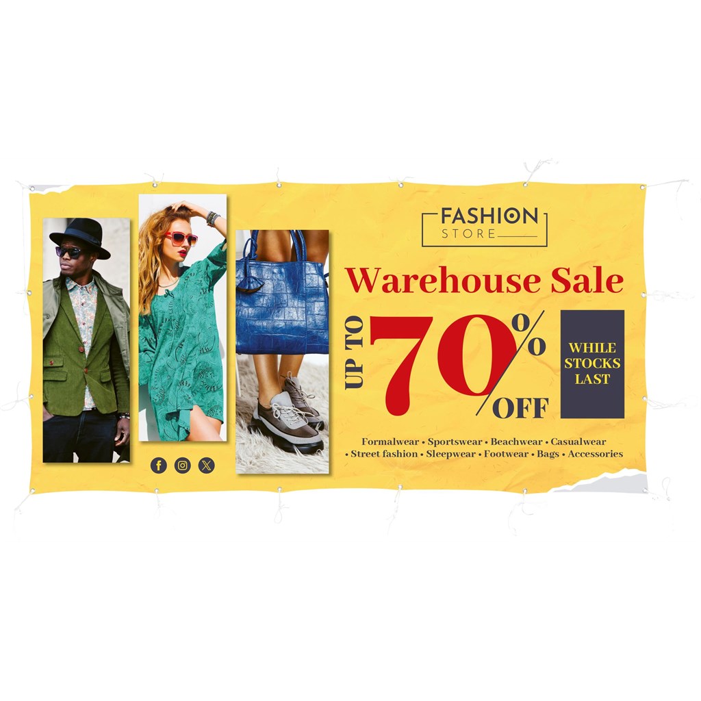 Sublimated Display Fabric Banner 3m x 1.5m custom branded with your logo by Print Fast Express