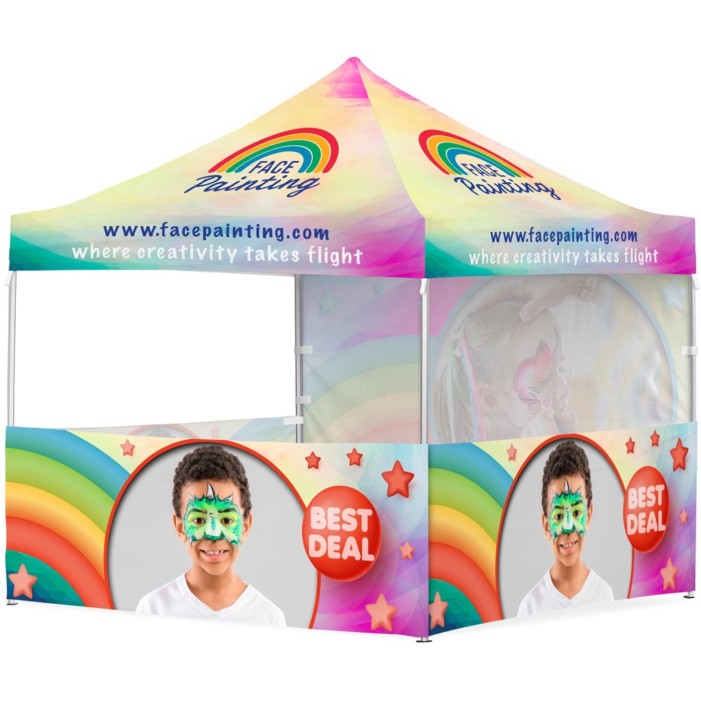 Coated Steel Sublimated Gazebo 3m x 3m - 3 Half-Wall Skins -1 Full-Wall Skin - Print Fast Express