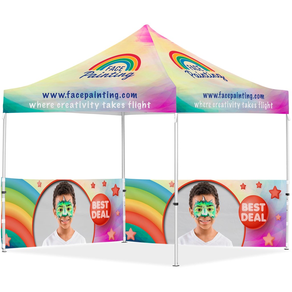 Coated Steel Sublimated Gazebo 3m x 3m - 2 Half-Wall Skins custom branded with your logo by Print Fast Express