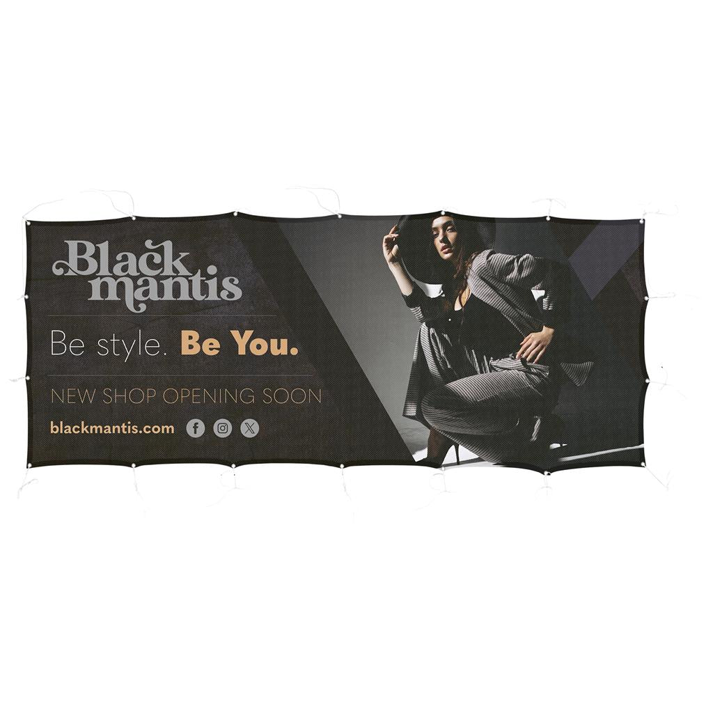 Sublimated Airtex Fabric Fence Banner 3 m x 1.2m custom branded with your logo by Print Fast Express