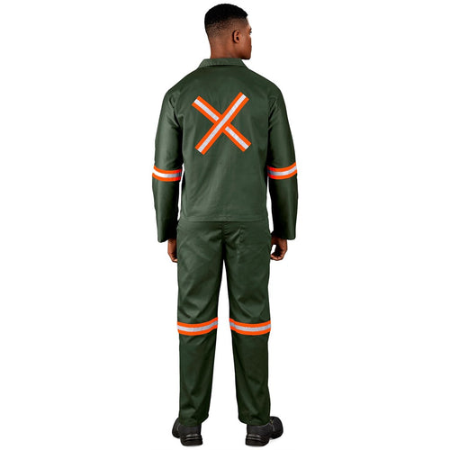 Acid Resistant Polycotton Conti Suit - Reflective Arm, Legs & Back - Orange Tape - Print Fast Express