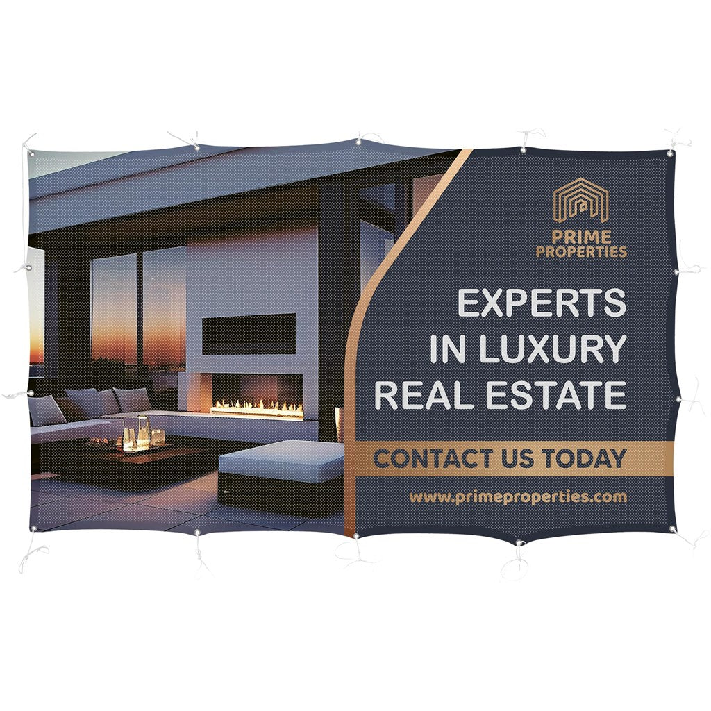 Sublimated Airtex Fabric Fence Banner 2m x 1.2m custom branded with your logo by Print Fast Express