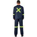 Vintage 100% Cotton Denim Conti Suit - Reflective Arms, Legs & Back - Yellow Tape - Print Fast Express