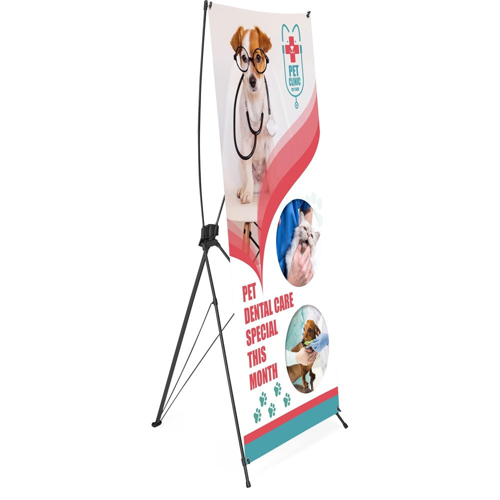 Champion Layflat PVC X-Banner 80cm x 180cm custom branded with your logo by Print Fast Express