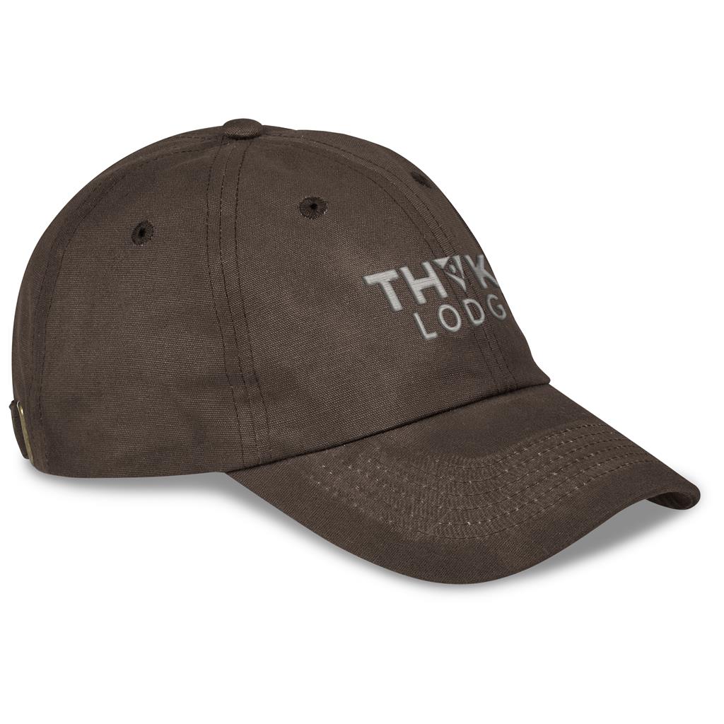 Sondela 6 Panel Oilskin cap custom branded with your logo by Print Fast Express