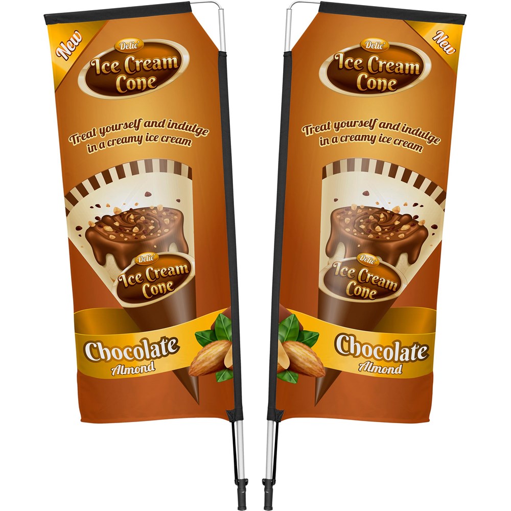 Legend 2M Sublimated Telescopic Double-Sided Flying Banner - 1 complete unit - Print Fast Express