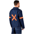 Cast Premium 100% Cotton Denim Jacket - Reflective Arms & Back - Orange Tape - Print Fast Express