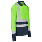 Long Sleeve Surveyor Two-Tone Hi-Viz Golf Shirt in Lime - Print Fast Express