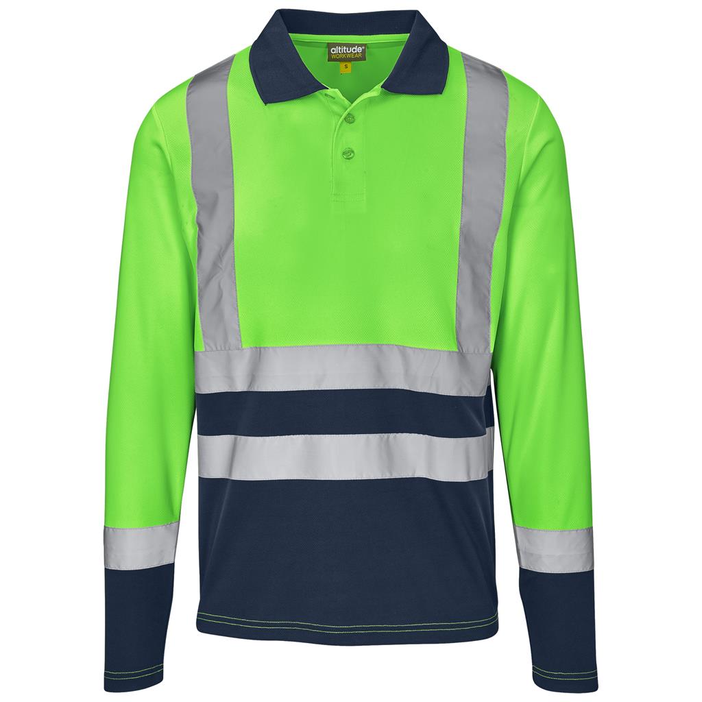 Long Sleeve Surveyor Two-Tone Hi-Viz Golf Shirt in Lime — Print Fast Express