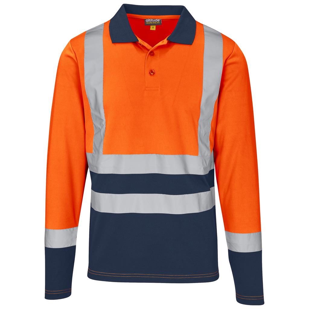 Long Sleeve Surveyor Two-Tone Hi-Viz Golf Shirt in Orange — Print Fast Express