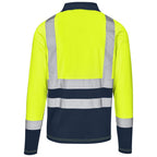 Long Sleeve Surveyor Two-Tone Hi-Viz Golf Shirt in Yellow - Print Fast Express