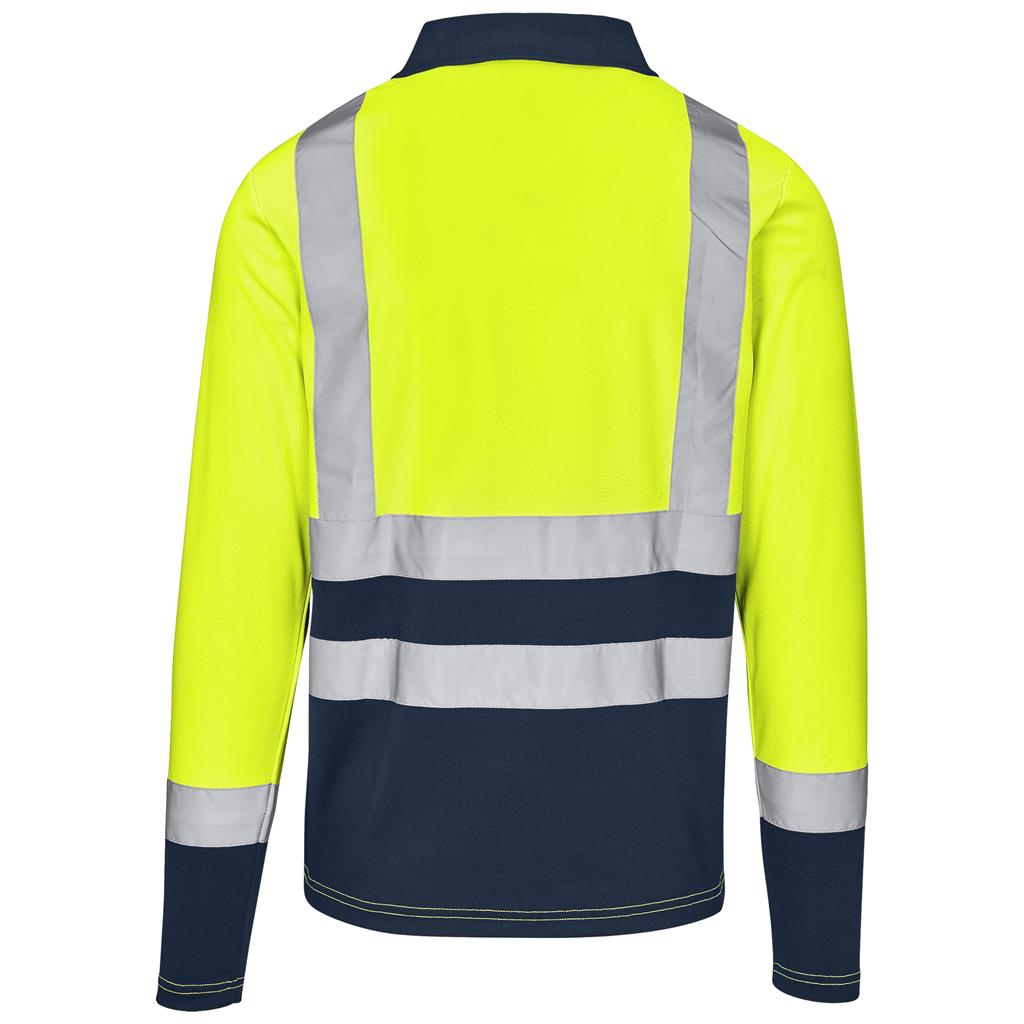 Long Sleeve Surveyor Two-Tone Hi-Viz Golf Shirt in Yellow - Print Fast Express