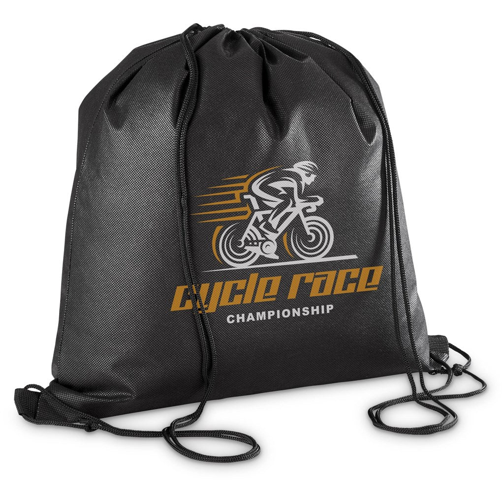 Altitude Whitefield Non-Woven Drawstring Bag in Black — Print Fast Express