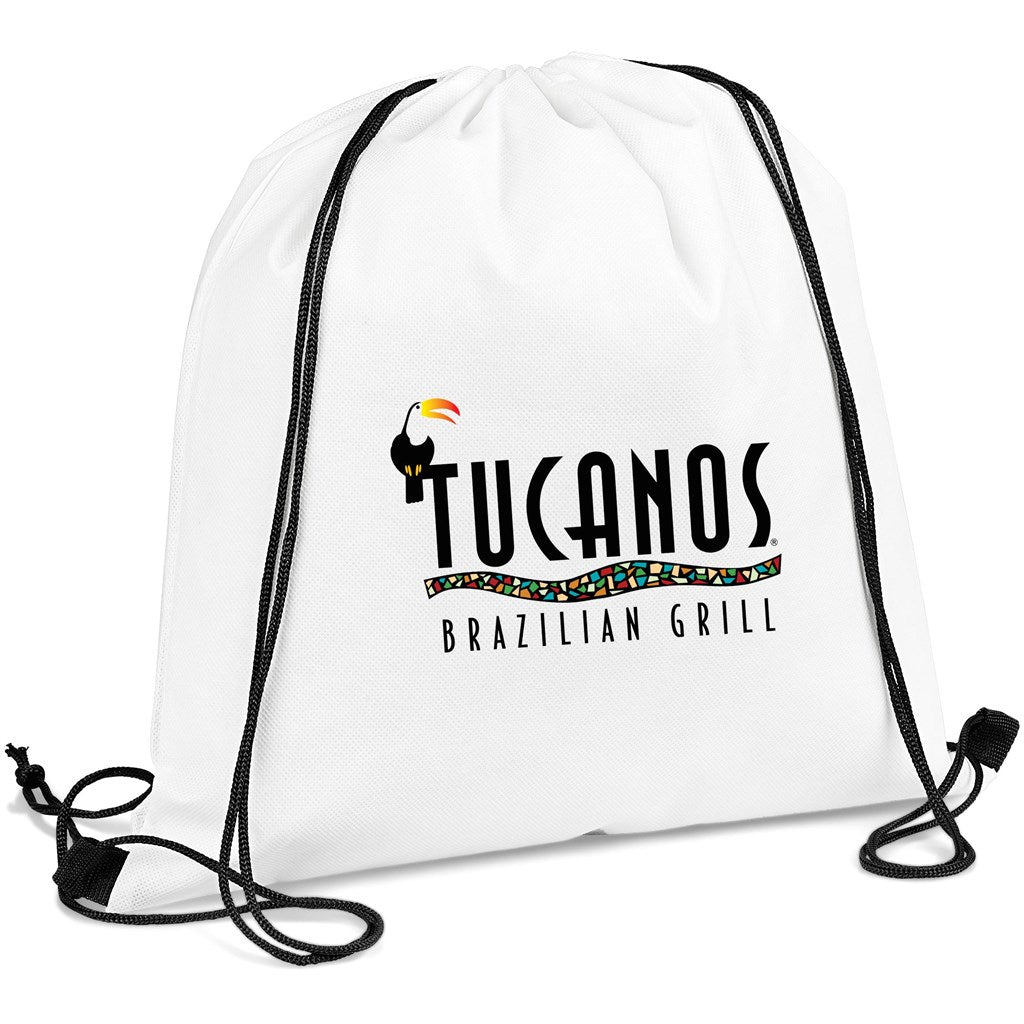 Altitude Whitefield Non-Woven Drawstring Bag in Solid White — Print Fast Express