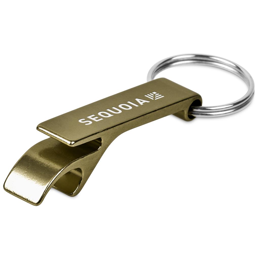 Altitude Tango Recycled Aluminium Bottle Opener Keyholder in Gold — Print Fast Express