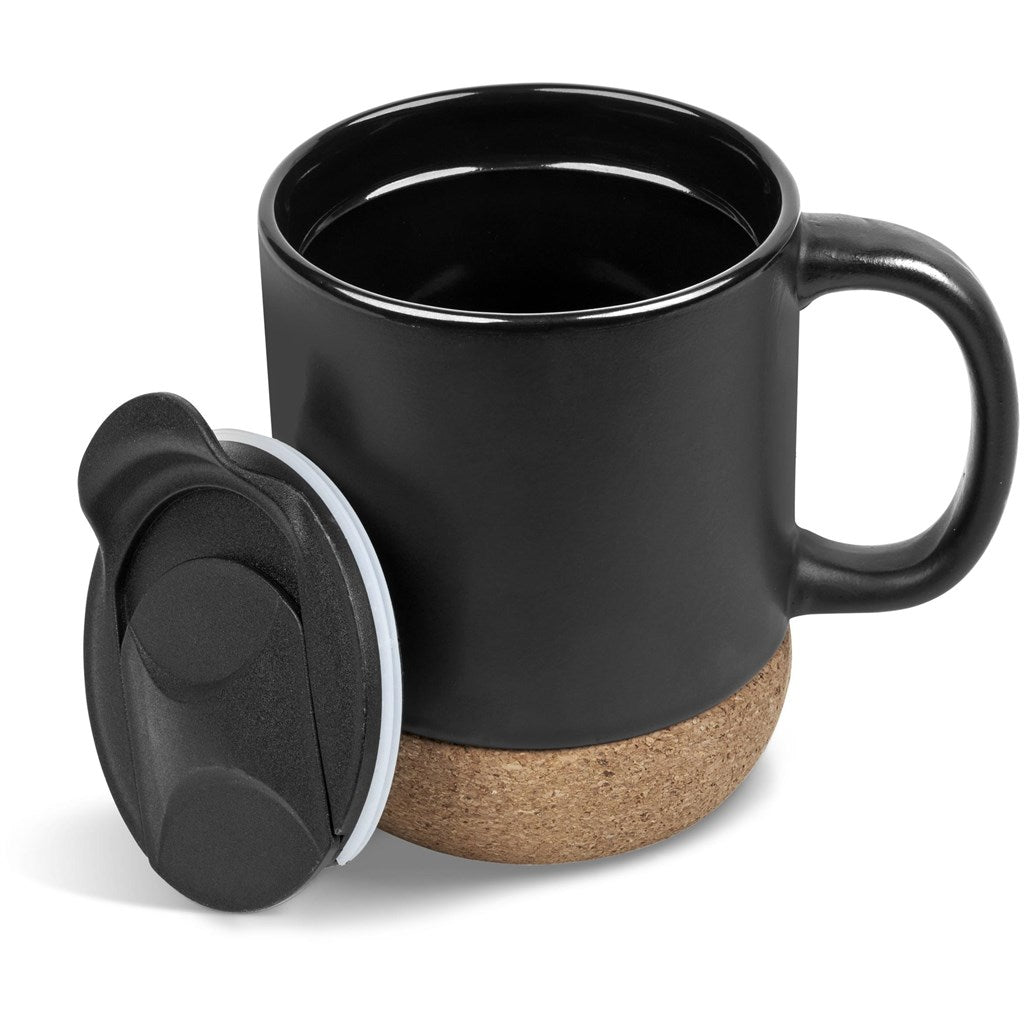 Serendipio Sienna Cork & Ceramic Coffee Mug - 340ml in Black - Print Fast Express