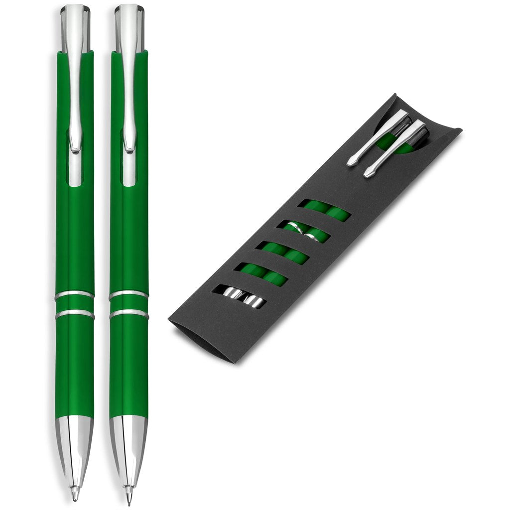 Electra Ball Pen & Pencil Set in Green — Print Fast Express